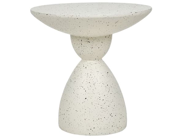 Sidebord hvid terrazzoeffekt rund plade MgO glasfiberplade radiusbestandig rustfri vejrbestandig til stuen haven