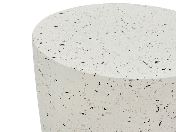 Accent Sidebord Hvid med Terrazzo Effekt MgO Glasfiber Rund Top UV Plet Rust Vand Vindbestandig Moderne Udendørs Stue