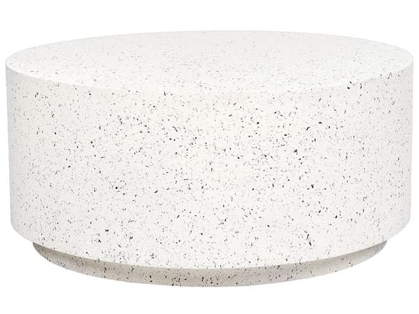 Accent sofabord hvid med terrazzoeffekt MgO glasfiber rund top UV plet rust vand vind resistent moderne udendørs stue