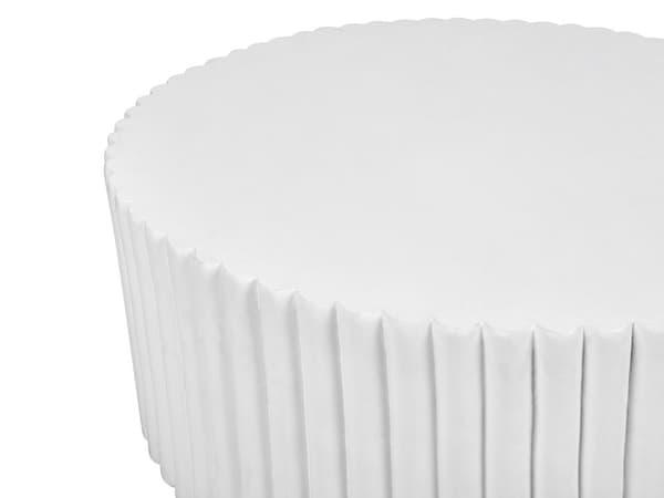 Accent-sofabord Hvid effekt MgO glasfiber Rund top UV plet rust vand vindbestandig moderne udendørs stue