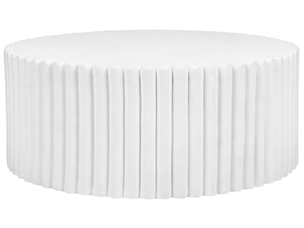 Accent-sofabord Hvid effekt MgO glasfiber Rund top UV plet rust vand vindbestandig moderne udendørs stue