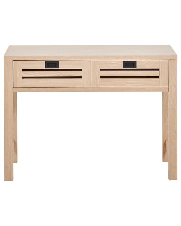 Konsolbord Ljust Trä Konstruerat Trä 2 Lådor Svarta Handtag Vardagsrum Hall Möbler Boho Modern Design