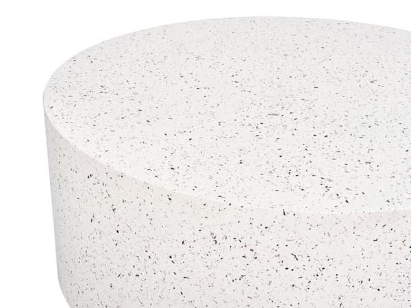 Accent Soffbord Vit med Terrazzoeffekt MgO Glasfiber Rund Form UV Fläck Rost Vatten Väderresistent Modern Utomhus Vardagsrum