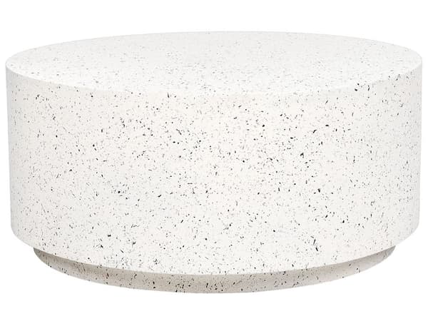 Accent Soffbord Vit med Terrazzoeffekt MgO Glasfiber Rund Form UV Fläck Rost Vatten Väderresistent Modern Utomhus Vardagsrum