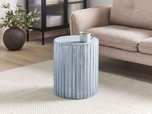 Accentbord Ljusgrått MgO Glasfiber Rund topp Trumform UV-fläck Rost Vatten Vindbeständig Boho Modern Uteplats Vardagsrum