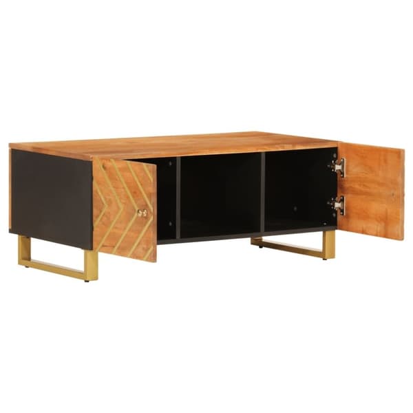 vidaXL sofabord 100x54x40 cm massivt mangotræ brun og sort