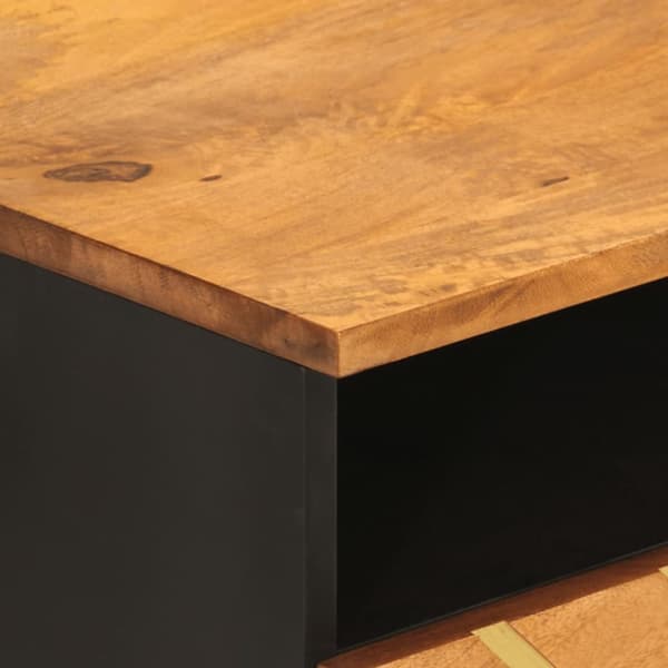 vidaXL Soffbord brun och svart 80x54x40 cm massivt mangoträ