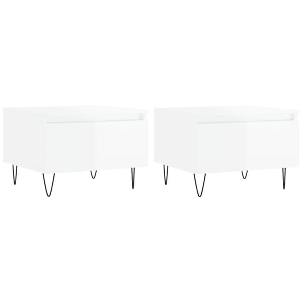 vidaXL sofaborde 2 stk. 50x46x35 cm konstrueret træ hvid højglans