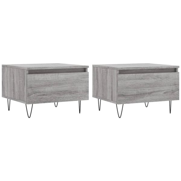 vidaXL sofaborde 2 stk. 50x46x35 cm konstrueret træ grå sonoma-eg