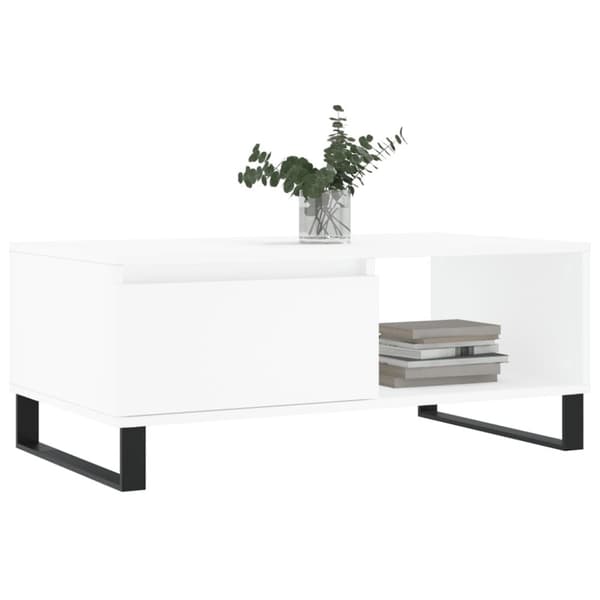 vidaXL Salongbord hvit 90x50x36,5 cm konstruert tre