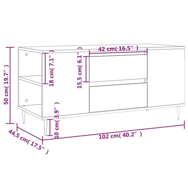 vidaXL Salongbord røkt eik 102x44,5x50 cm konstruert tre