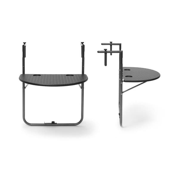 Balkongbord - Relaxdays - BASTIAN - Fällbar - Rattan - Svart metall