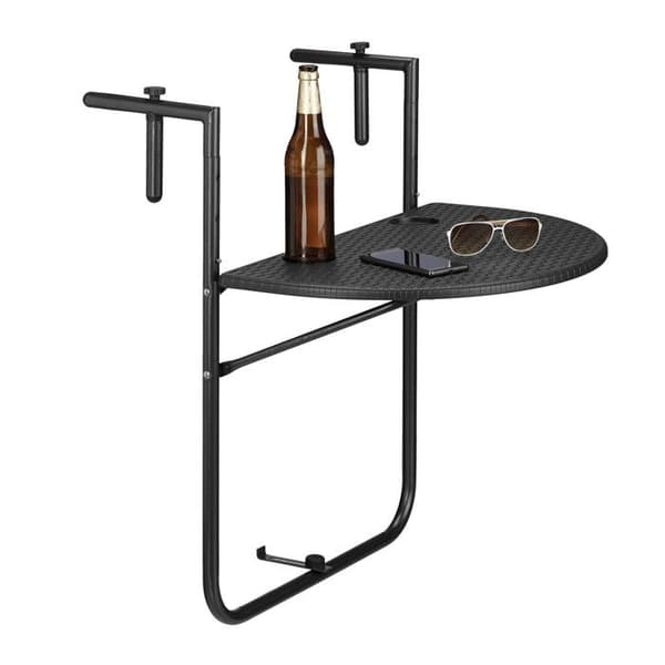Balkongbord - Relaxdays - BASTIAN - Fällbar - Rattan - Svart metall