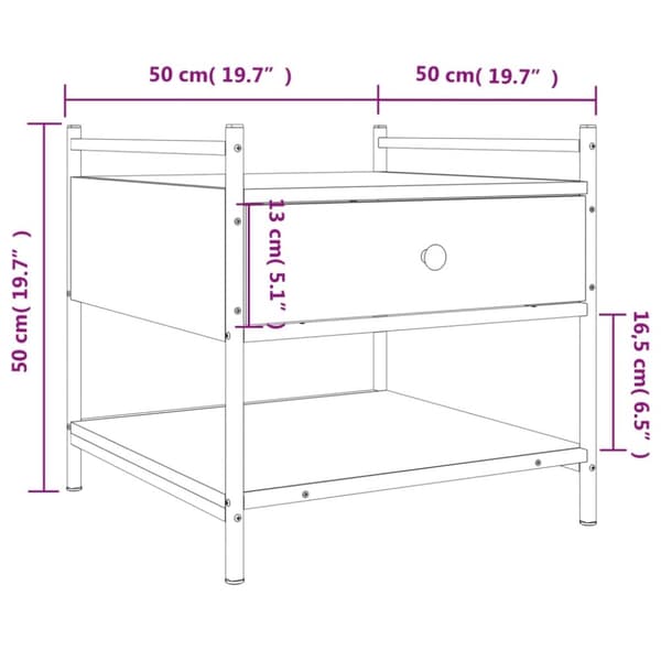 vidaXL sofabord 50x50x50 cm konstrueret træ røget egetræsfarve