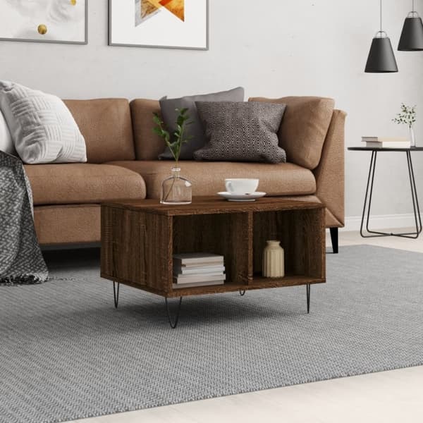 vidaXL sofabord 60x50x36,5 cm konstrueret træ brun egetræsfarve