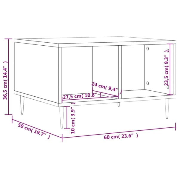 vidaXL sofabord 60x50x36,5 cm konstrueret træ brun egetræsfarve