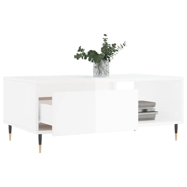 vidaXL Sohvapöytä korkeakiilto valkoinen 90x50x36,5 cm tekninen puu