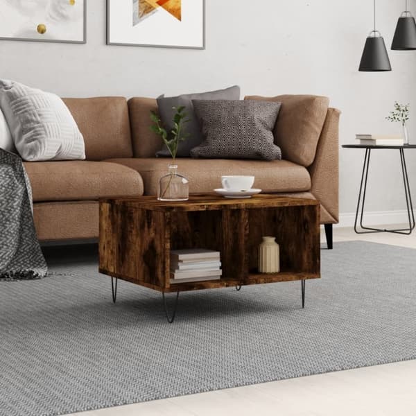 vidaXL sofabord 60x50x36,5 cm konstrueret træ røget egetræsfarve