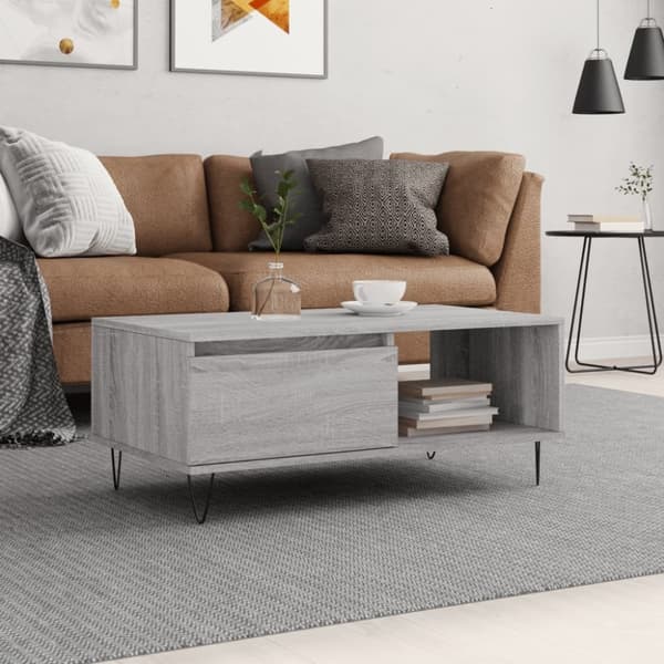 vidaXL sofabord 90x50x36,5 cm konstrueret træ grå sonoma-eg