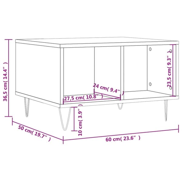 vidaXL Salongbord svart 60x50x36,5 cm konstruert tre