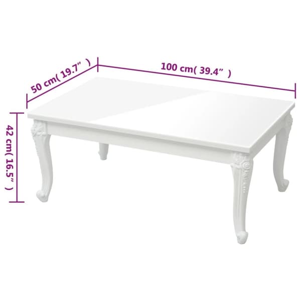 vidaXL Salongbord høyglans hvit 100x50x42 cm konstruert tre