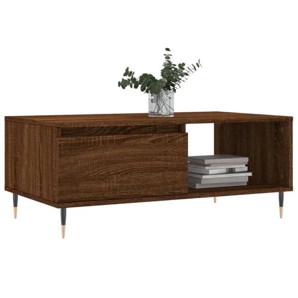 vidaXL sofabord 90x50x36,5 cm konstrueret træ brun egetræsfarve