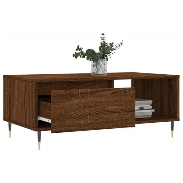 vidaXL sofabord 90x50x36,5 cm konstrueret træ brun egetræsfarve