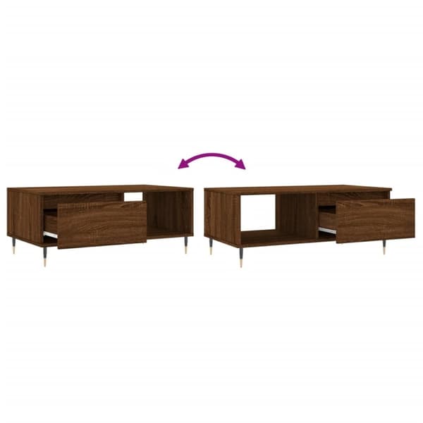 vidaXL sofabord 90x50x36,5 cm konstrueret træ brun egetræsfarve