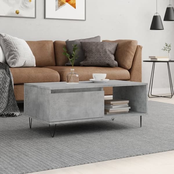 vidaXL sofabord 90x50x36,5 cm konstrueret træ betongrå