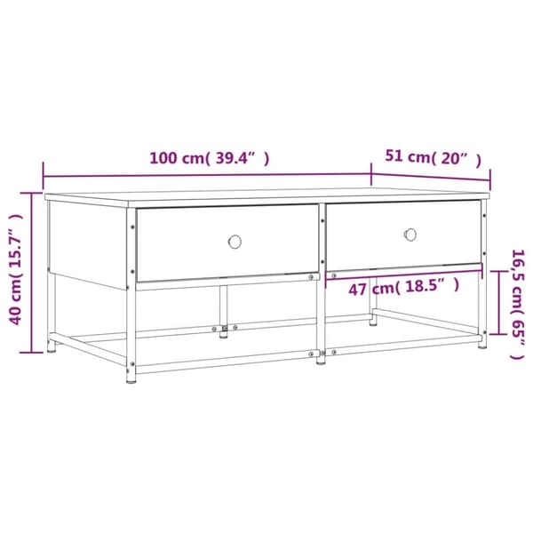 vidaXL sofabord 100x51x40 cm konstrueret træ røget egetræsfarve