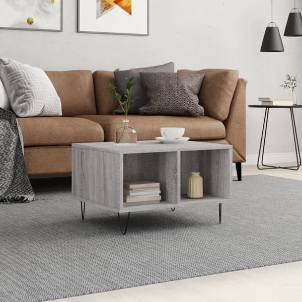 vidaXL sofabord 60x50x36,5 cm konstrueret træ grå sonoma-eg