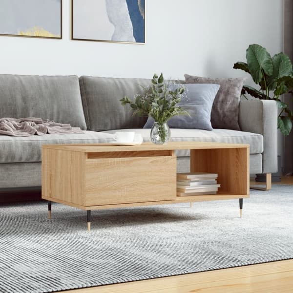 vidaXL Soffbord sonoma-ek 90x50x36,5 cm konstruerat trä