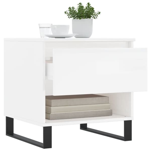 vidaXL sofaborde 2 stk. 50x46x50 cm konstrueret træ hvid højglans