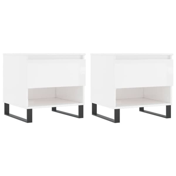 vidaXL sofaborde 2 stk. 50x46x50 cm konstrueret træ hvid højglans