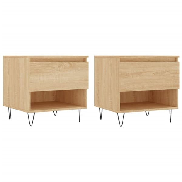 vidaXL sofaborde 2 stk. 50x46x50 cm konstrueret træ sonoma-eg