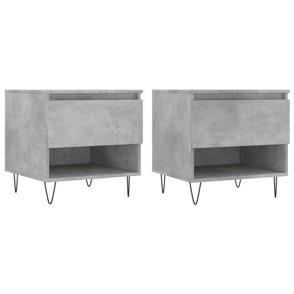 vidaXL sofaborde 2 stk. 50x46x50 cm konstrueret træ betongrå