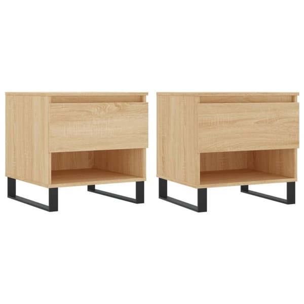 vidaXL sofaborde 2 stk. 50x46x50 cm konstrueret træ sonoma-eg