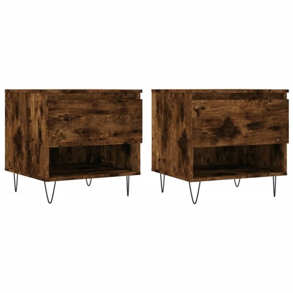 vidaXL Salongbord 2 stk røkt eik 50x46x50 cm konstruert tre