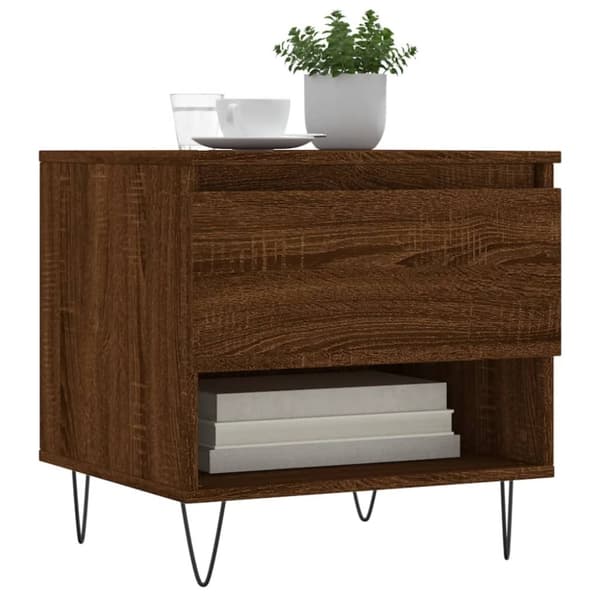 vidaXL sofaborde 2 stk. 50x46x50 cm konstrueret træ brun egetræsfarve