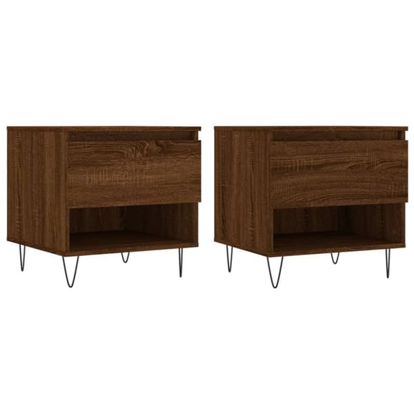 vidaXL sofaborde 2 stk. 50x46x50 cm konstrueret træ brun egetræsfarve