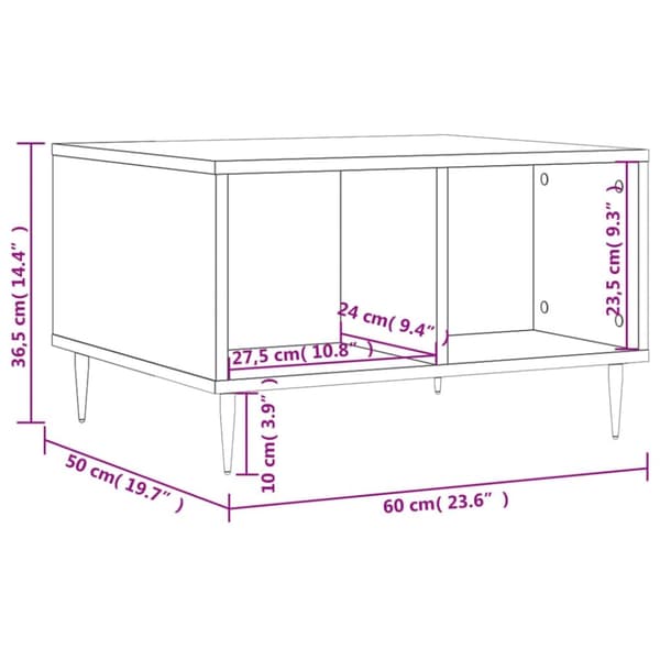 vidaXL Salongbord grå sonoma 60x50x36,5 cm konstruert tre