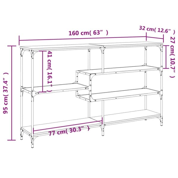 vidaXL konsolbord 160x32x95 cm konstrueret træ sort