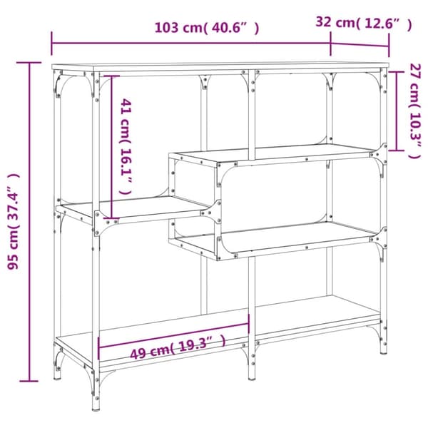 vidaXL Konsolipöytä harmaa Sonoma 103x32x95 cm tekninen puu