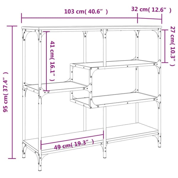 vidaXL konsolbord 103x32x95 cm konstrueret træ røget egetræsfarve