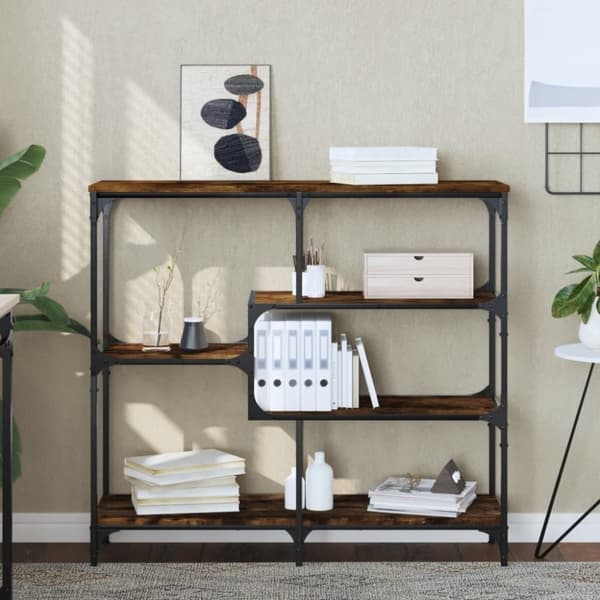 vidaXL konsolbord 103x32x95 cm konstrueret træ røget egetræsfarve