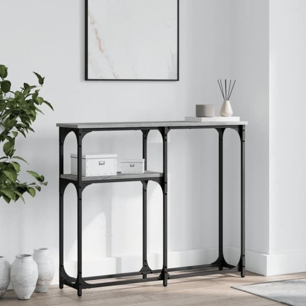 vidaXL Konsolipöytä harmaa Sonoma 90x22,5x75 cm tekninen puu