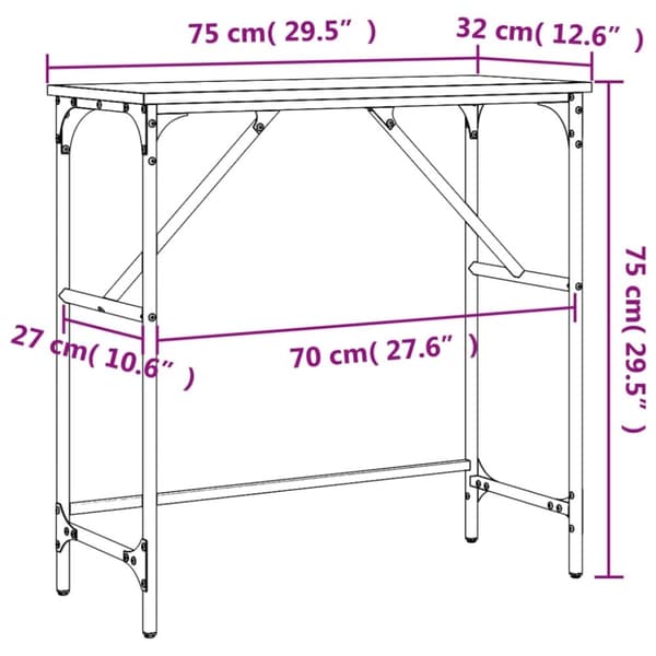 vidaXL Konsolipöytä musta 75x32x75 cm tekninen puu