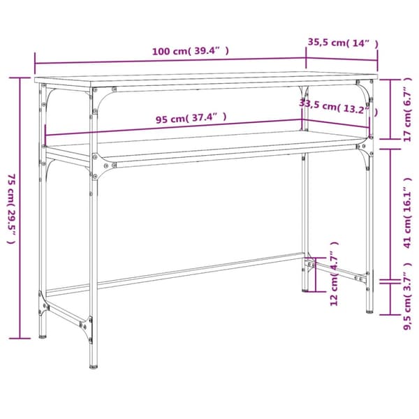 vidaXL Konsolipöytä musta 100x35,5x75 cm tekninen puu