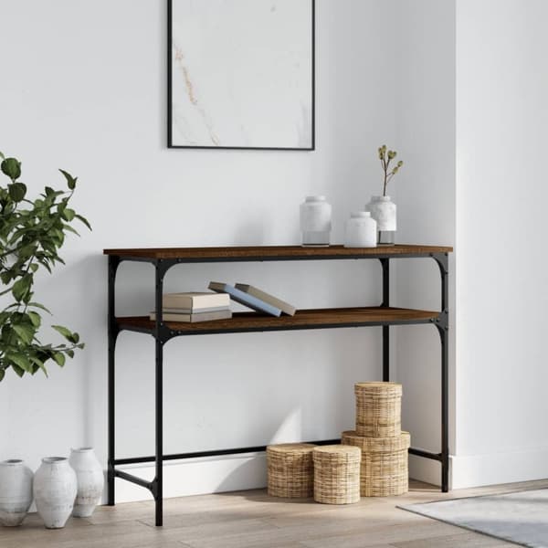 vidaXL Konsolipöytä ruskea tammi 100x35,5x75 cm tekninen puu