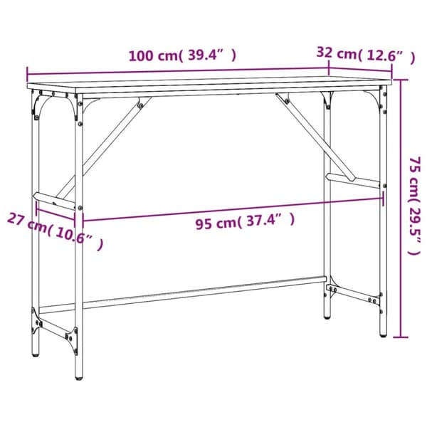 vidaXL konsolbord 100x32x75 cm konstrueret træ brun egetræsfarve